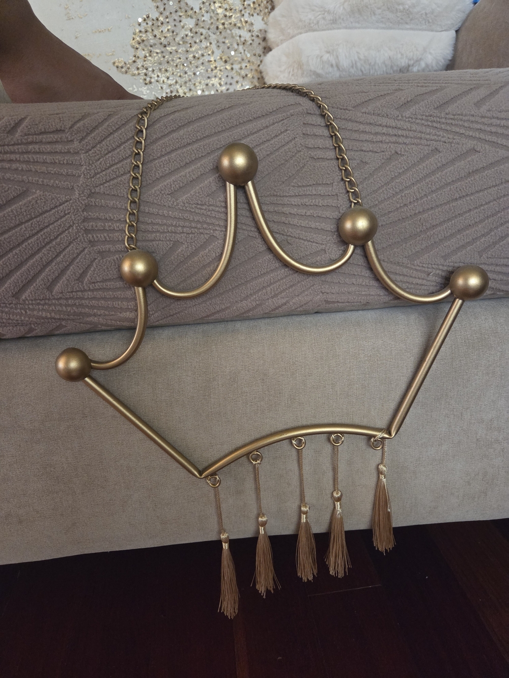 Decorative Gold Wall Crown with Tassels